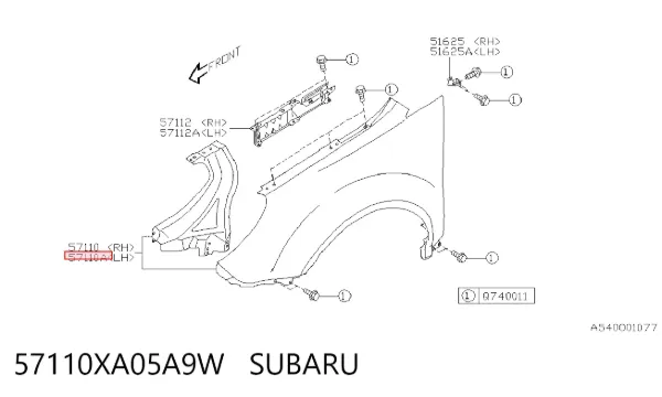Крыло переднее левое 57110XA05A9W Subaru