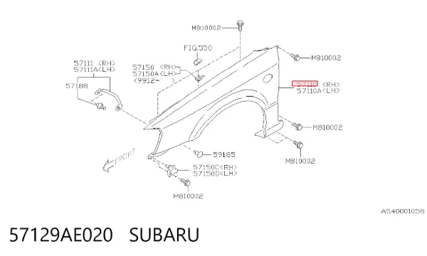 Крыло переднее правое 57129AE020 Subaru