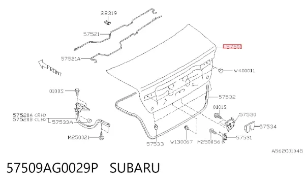 Крышка багажника 57509AG0029P Subaru