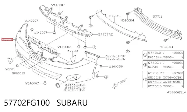 Передний бампер 57702FG100 Subaru