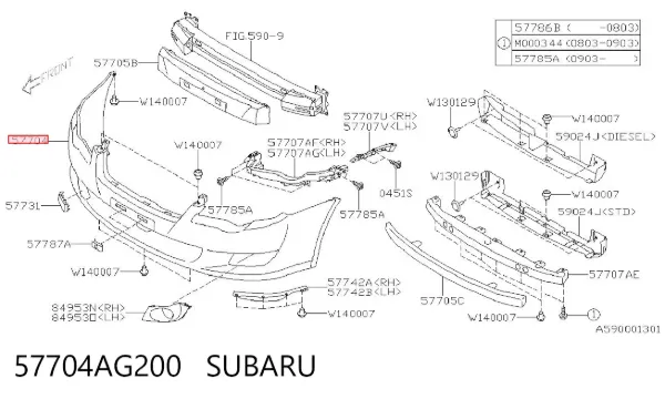 Передний бампер 57704AG200 Subaru