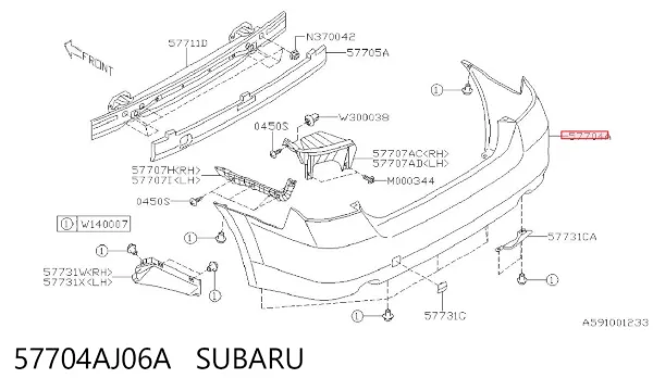 Задний бампер 57704AJ06A Subaru