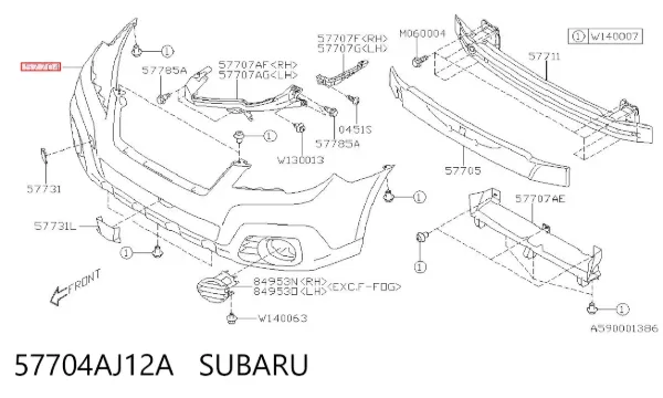Передний бампер 57704AJ12A Subaru
