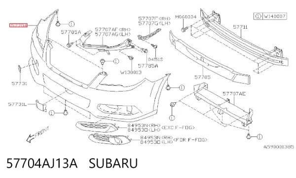 Передний бампер 57704AJ13A Subaru