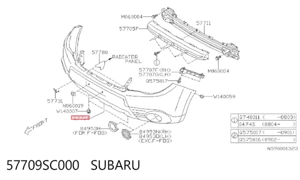 Передний бампер 57709SC000 Subaru