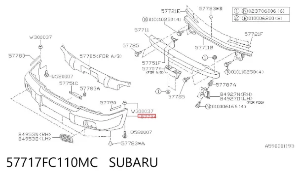 Передний бампер 57717FC110MC Subaru
