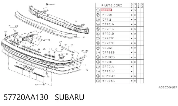 Передний бампер Subaru Legacy I