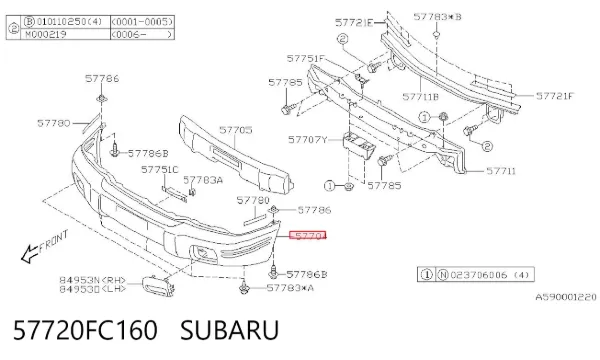 Передний бампер 57720FC160 Subaru