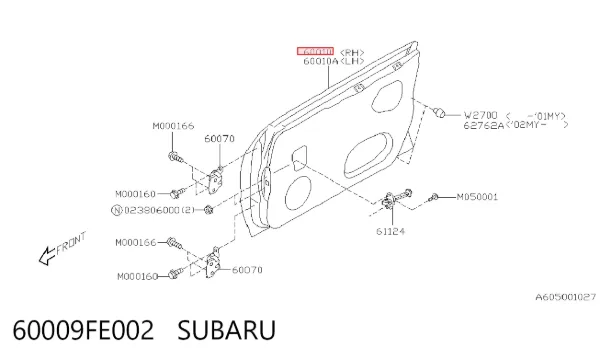 Дверь передняя правая 60009FE002 Subaru
