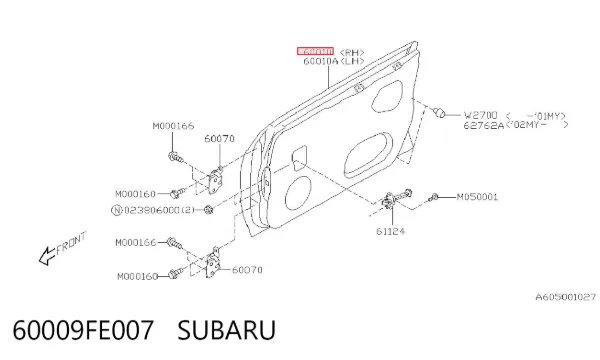 Дверь передняя правая 60009FE007 Subaru