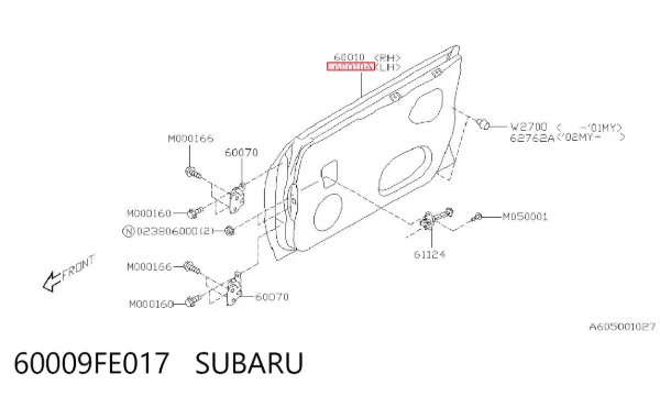 Дверь передняя левая 60009FE017 Subaru