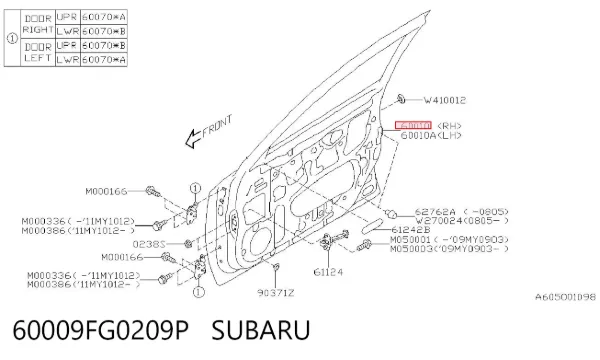 Дверь передняя правая Subaru Impreza III