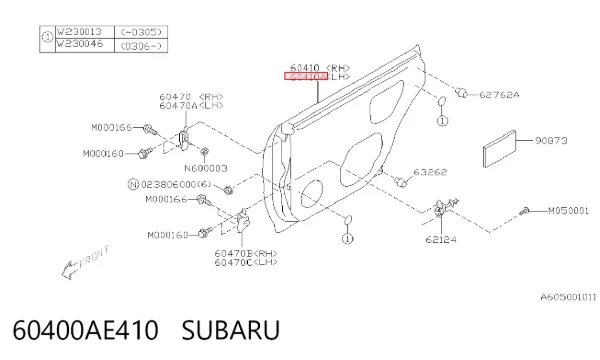 Дверь задняя левая 60400AE410 Subaru