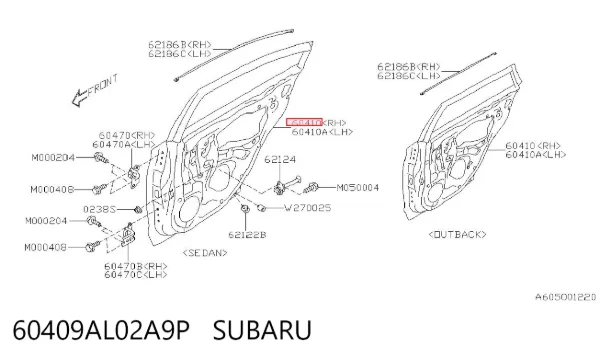 Дверь задняя правая 60409AL02A9P Subaru