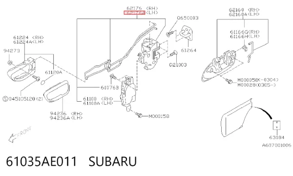 Замок двери задней левой 61035AE011 Subaru