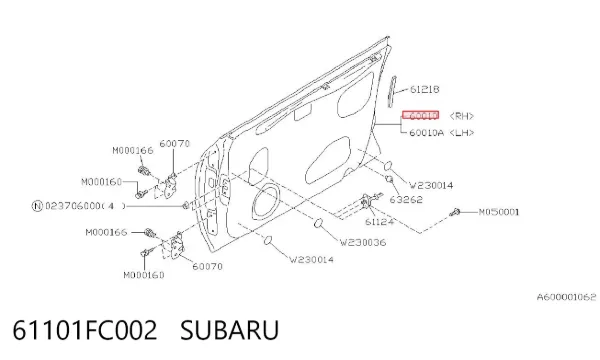 Дверь передняя правая 61101FC002 Subaru
