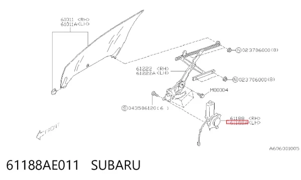 Мотор стеклоподъемника двери передней левой 61188AE011 Subaru
