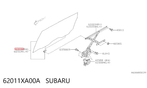 Стекло двери задней правой 62011XA00A Subaru