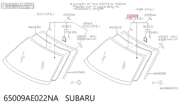 Лобовое стекло 65009AE022NA Subaru