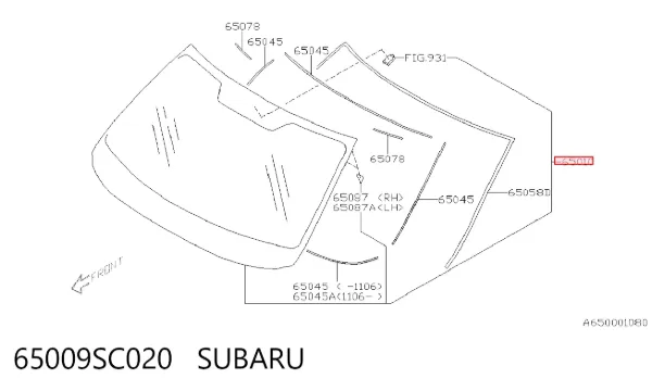 Лобовое стекло 65009SC020 Subaru