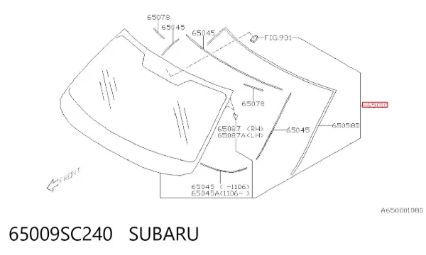 Лобовое стекло 65009SC240 Subaru