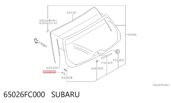 Лобовое стекло 65026FC000 Subaru
