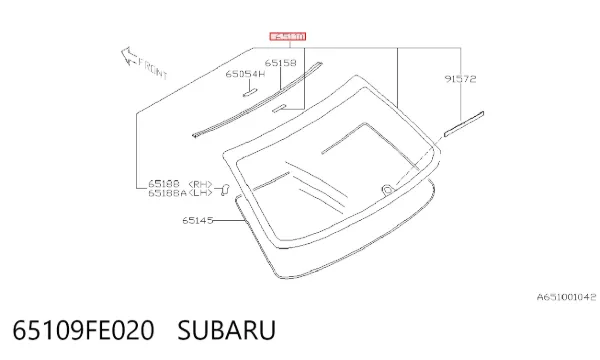 Заднее стекло 65109FE020 Subaru