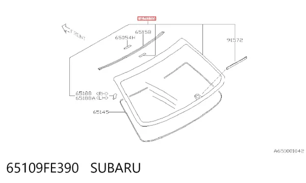 Заднее стекло 65109FE390 Subaru