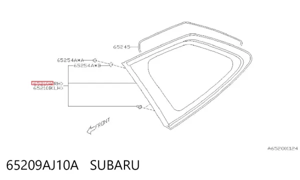 Стекло кузова (багажного отсека) правое 65209AJ10A Subaru