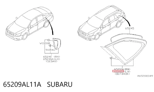 Стекло кузова (багажного отсека) левое 65209AL11A Subaru