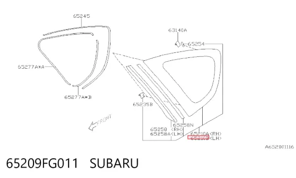 Стекло кузова (багажного отсека) левое 65209FG011 Subaru