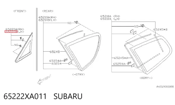 Стекло-форточка двери передней левой 65222XA011 Subaru