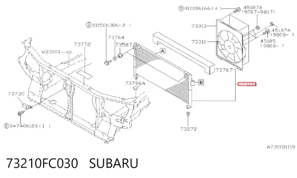 Радиатор кондиционера 73210FC030 Subaru