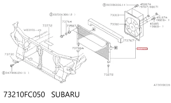 Радиатор кондиционера 73210FC050 Subaru