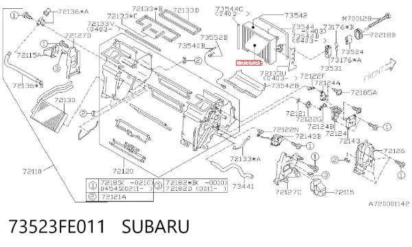 Испаритель кондиционера 73523FE011 Subaru