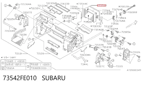  73542FE010 Subaru