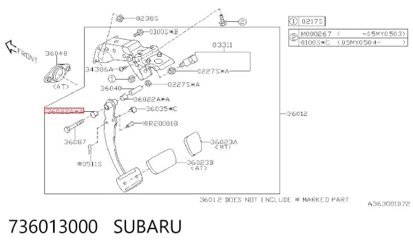 Трос сцепления 736013000 Subaru