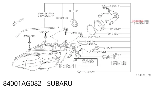 Правая фара 84001AG082 Subaru