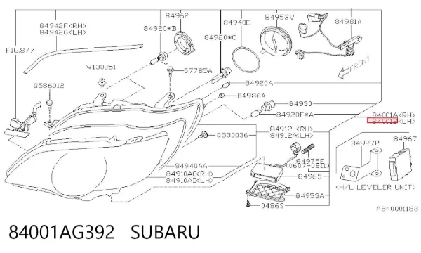 Левая фара 84001AG392 Subaru
