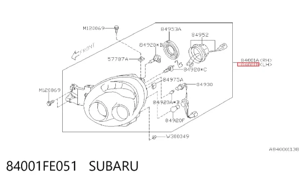 Левая фара 84001FE051 Subaru