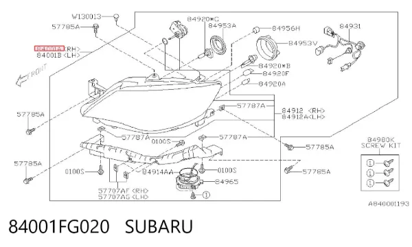 Правая фара 84001FG020 Subaru