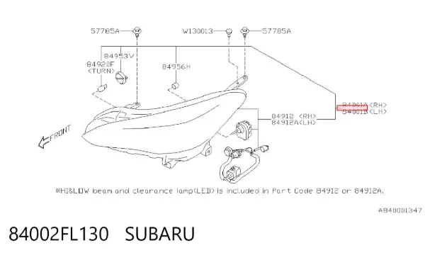 Левая фара 84002FL130 Subaru