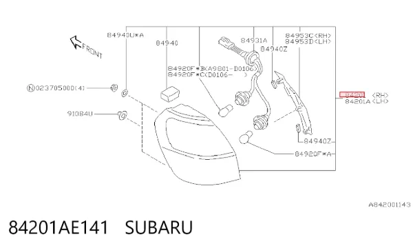 Задний фонарь Subaru Outback II