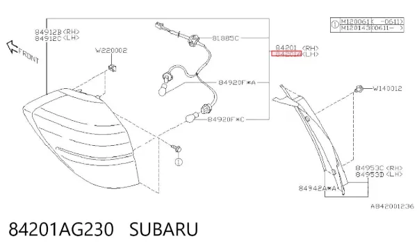 Фонарь задний левый Subaru Outback III