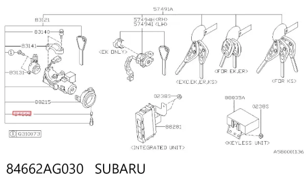  84662AG030 Subaru