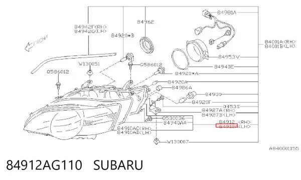 Левая фара 84912AG110 Subaru