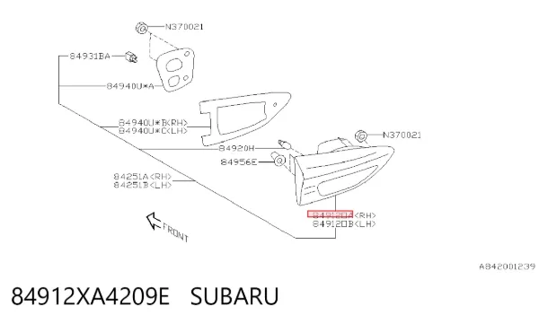 Фонарь задний правый внутренний 84912XA4209E Subaru