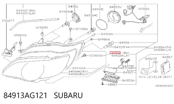 Правая фара 84913AG121 Subaru