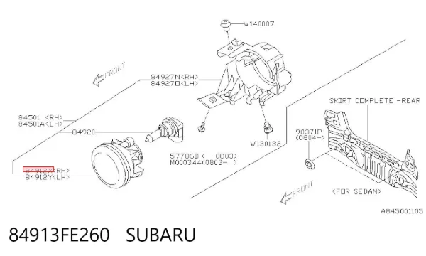 Фара противотуманная правая 84913FE260 Subaru