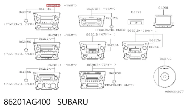 Магнитола 86201AG400 Subaru
